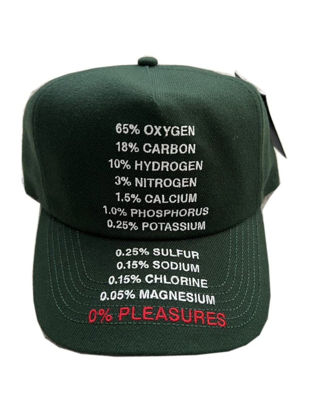 PLEASURES Dark Green Embroidered Snapback Hat NWT